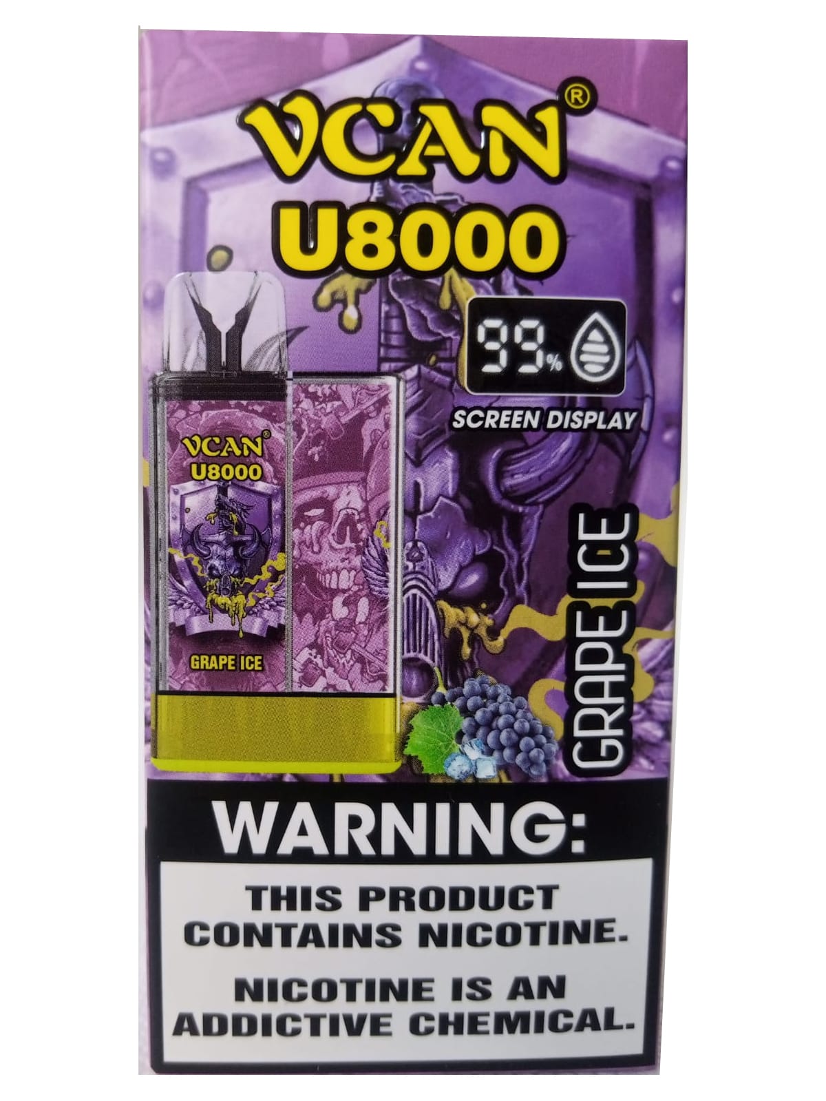 Vcan U8000 Disposable Vape (8000 puffs) Grape Ice