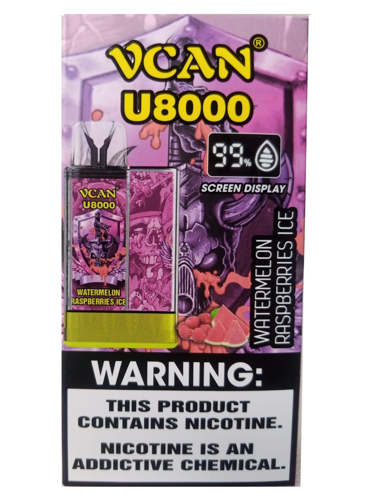 Vcan U8000 Disposable Vape (8000 puffs) Watermelon Raspberry Ice
